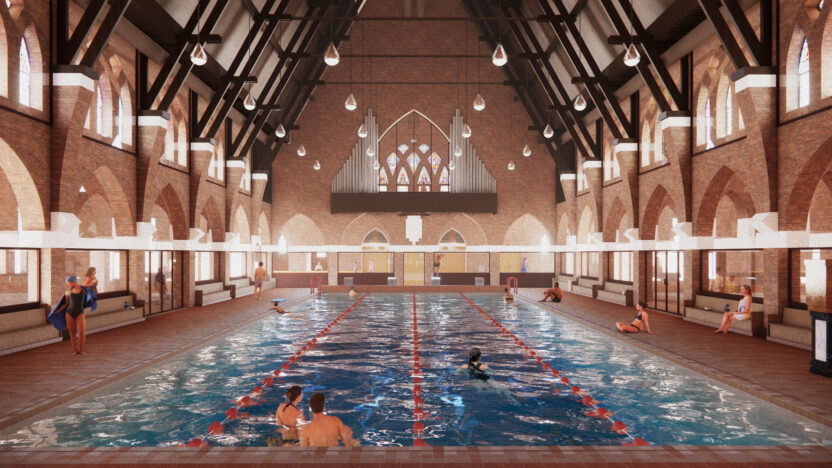 재활용으로 다시 태어난 해외 건축 공간들 1 MVRDV Heerlen Holy Water 3 Pool and choir view