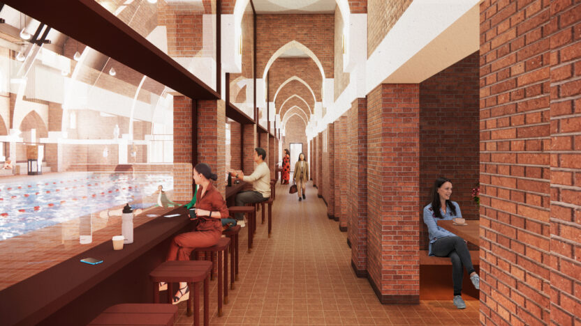 재활용으로 다시 태어난 해외 건축 공간들 2 MVRDV Heerlen Holy Water 5 Restaurant colonnade