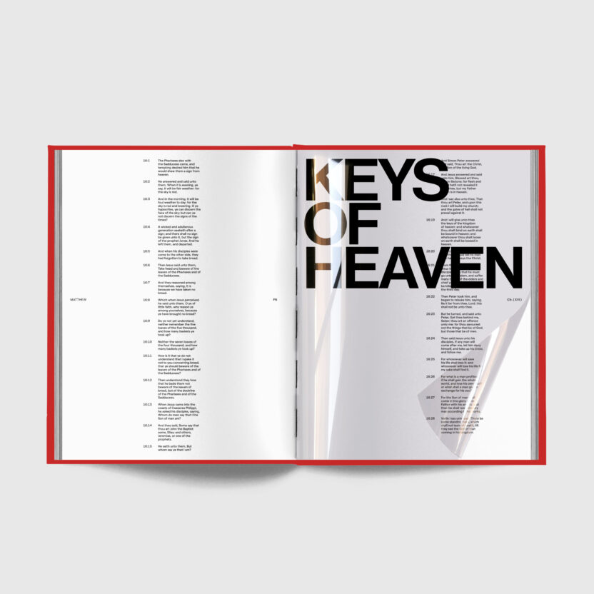 그래픽이 임재한 성경, 〈BYBLE〉 4 Byble Matthew Spreads 25x33 Transparent Page Red