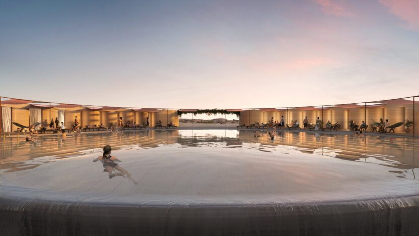 당신이 잠든 사이 완성되는 건축물들 18 El Cosmico Pool View from Edge to Main House scaled 1