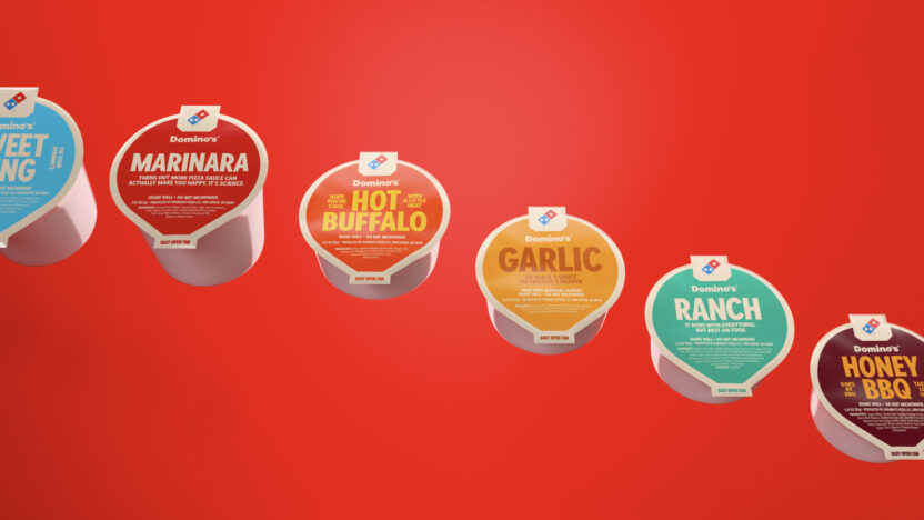 도미노 피자 글로벌 리브랜딩 프로젝트 2 brand refresh dip cups